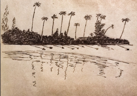 My grandfather's sketch of Ngapali Beach in 1934